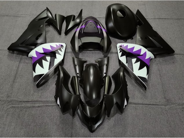 Matte Black and Purple Shark 04-05 ZX10R Fairings Matte Black and Purple Shark 04-05 ZX10R Fairings
