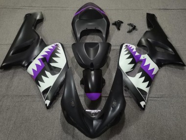 Matte Black and Purple Shark 05-06 ZX6R Fairings