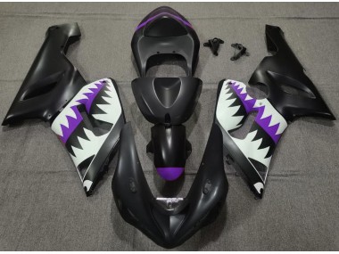 Matte Black and Purple Shark 05-06 ZX6R Fairings