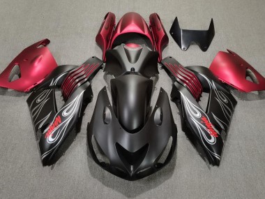 Matte Black and Red 06-11 ZX14R Fairings