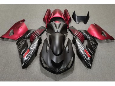Matte Black and Red 06-11 ZX14R Fairings