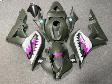 Matte Green & Pink Shark 07-08 CBR600RR Fairings