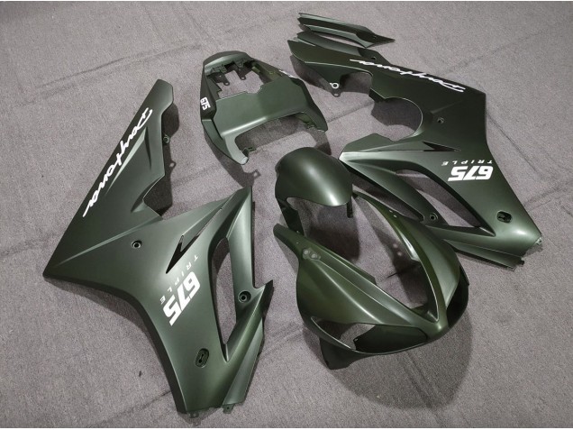 Matte Green White 09-12 Daytona 675 Fairings
