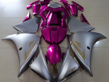 Matte Silver & Pink 09-11 R1 Fairings