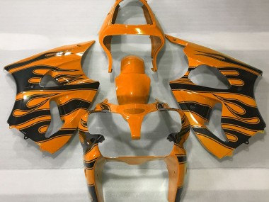 Orange & Black Flame 00-02 ZX6R Fairings