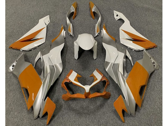Orange White and Silver 19-23 ZX6R Fairings