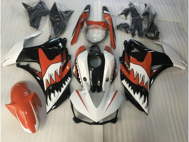 Orange and White Shark 15-18 R3 Fairings