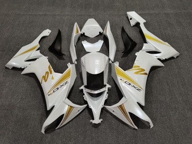 Pearl White & Gold 08-10 ZX10R Fairings