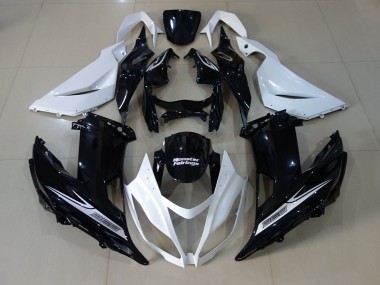 Pearl White and Black 13-18 ZX6R Fairings