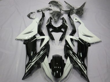 Plain Gloss Black White 13-18 ZX6R Fairings