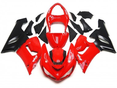 Plain Gloss Red White Decals 05-06 ZX6R Fairings