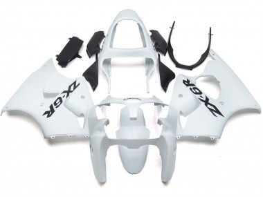 Plain Gloss White With Logo 00-02 ZX6R Fairings
