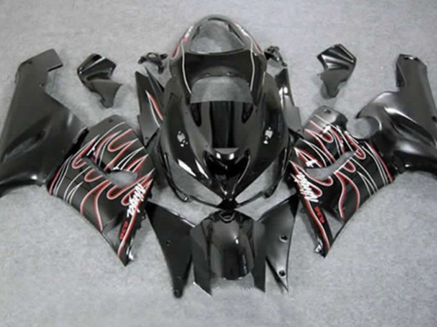 Red Black Flame 05-06 ZX6R Fairings Red Black Flame 05-06 ZX6R Fairings