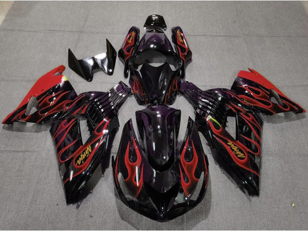 Red Flame 06-11 ZX14R Fairings