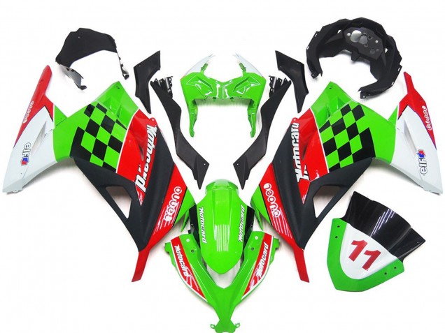 Red and Black Check Gloss 13-18 Ninja 300 Fairings