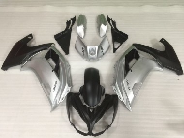 Silver and Black 12-16 Ninja 650R Fairings