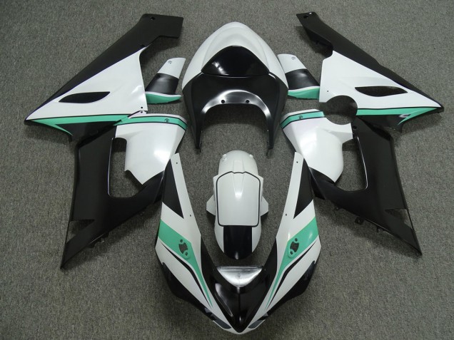 Teal White and Black 05-06 ZX6R Fairings