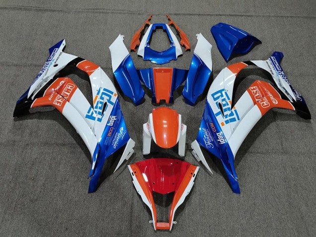 White Blue and Orange 11-15 ZX10R Fairings White Blue and Orange 11-15 ZX10R Fairings