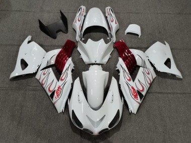 White Red Flame 06-11 ZX14R Fairings