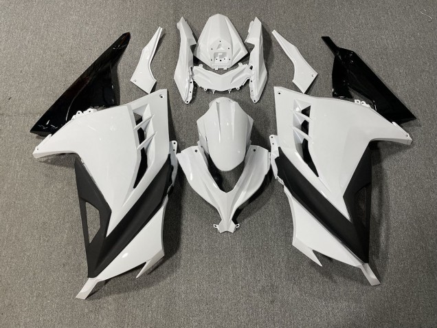 White and Black Sharp Gloss 13-18 Ninja 300 Fairings