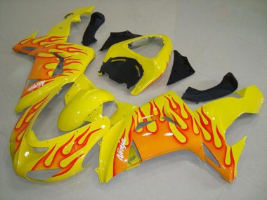 Yellow Orange Flame 06-07 ZX10R Fairings