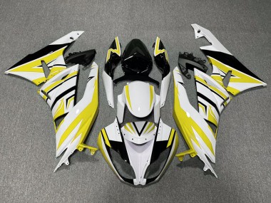 Yellow White and Black Zag 09-12 ZX6R Fairings