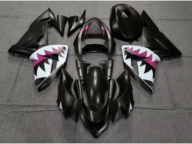 Matte Black and Pink Shark 04-05 ZX10R Fairings Matte Black and Pink Shark 04-05 ZX10R Fairings